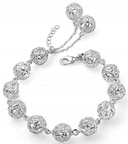 

Bransoletka Charms srebrna metalowa kulki Damska