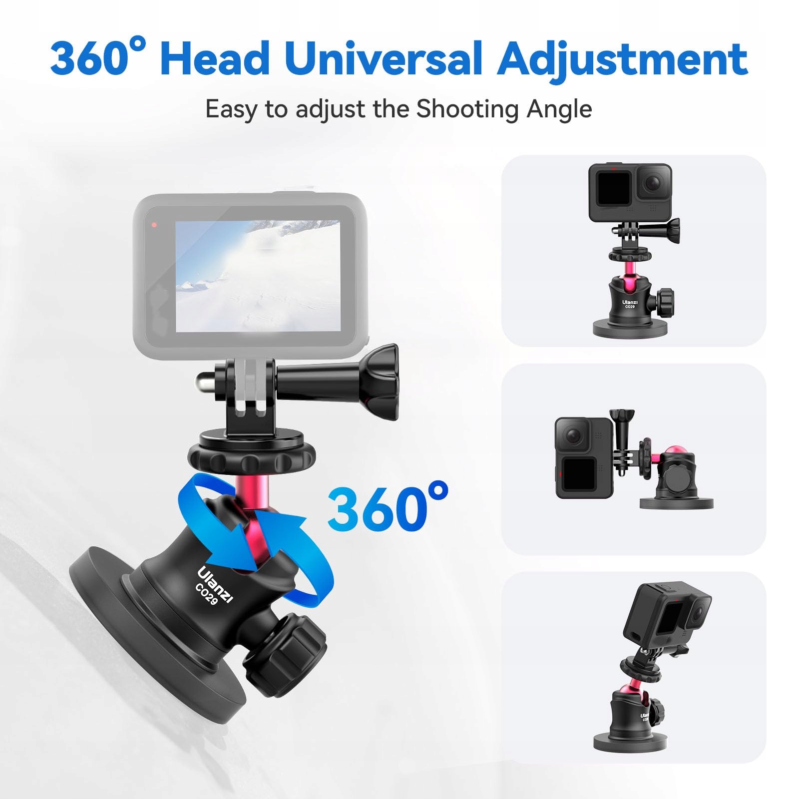 ULANZI Magnetyczny Uchwyt Do GoPro Z Obrotową Głowicą 360 Stopni — miniatura 2
