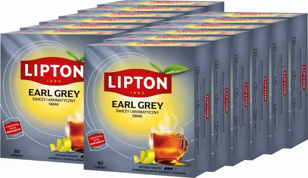 Herbata Earl Grey czarna w torebkach Lipton 92 szt x12