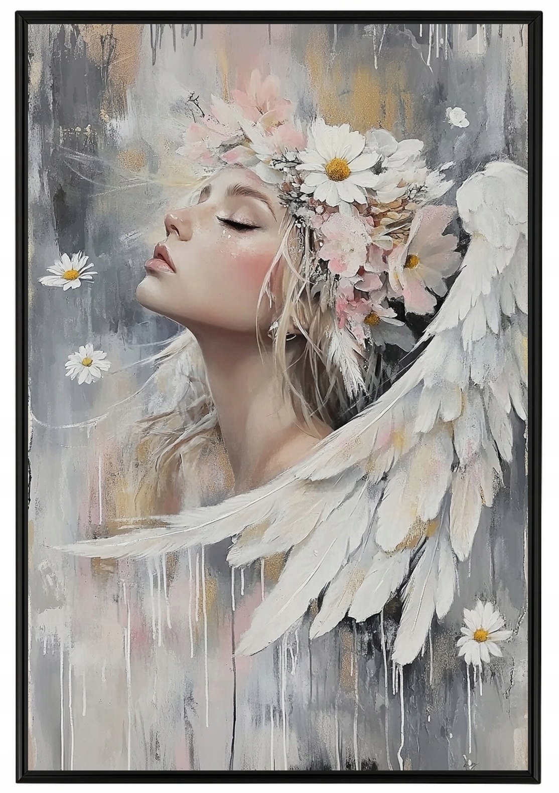 Plakát Rámeček Rámem Anděl Žena Křídla Květiny Portrét 40x60