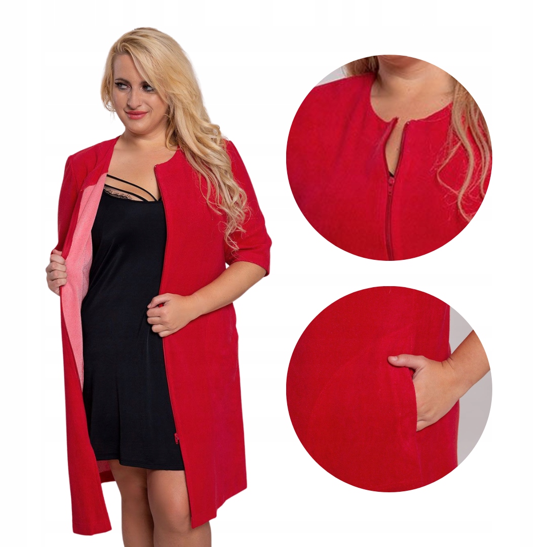 Červený župan-župan se zapínáním na zip 52