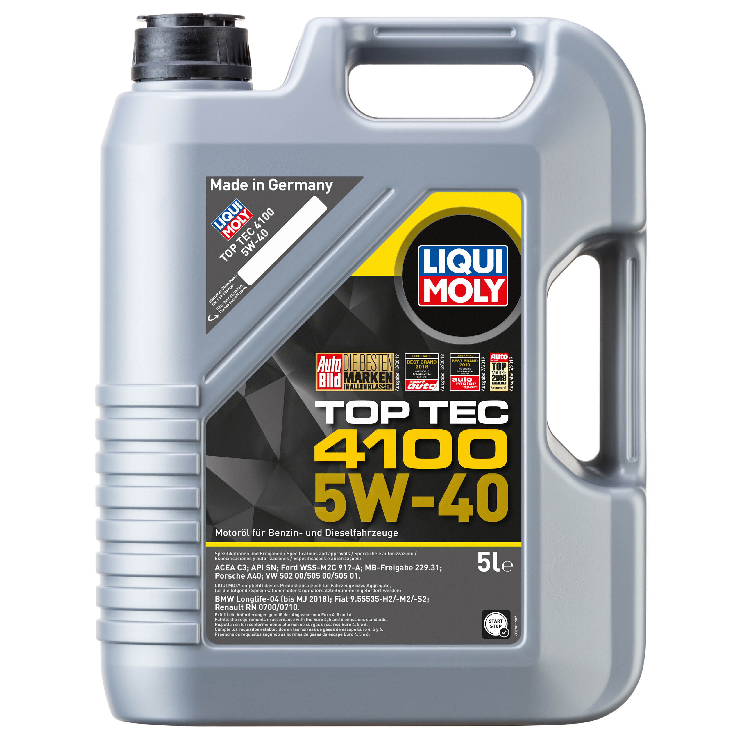 МАСЛО LIQUI MOLY 5W40 5L TOP TEC 4100 DPF FAP