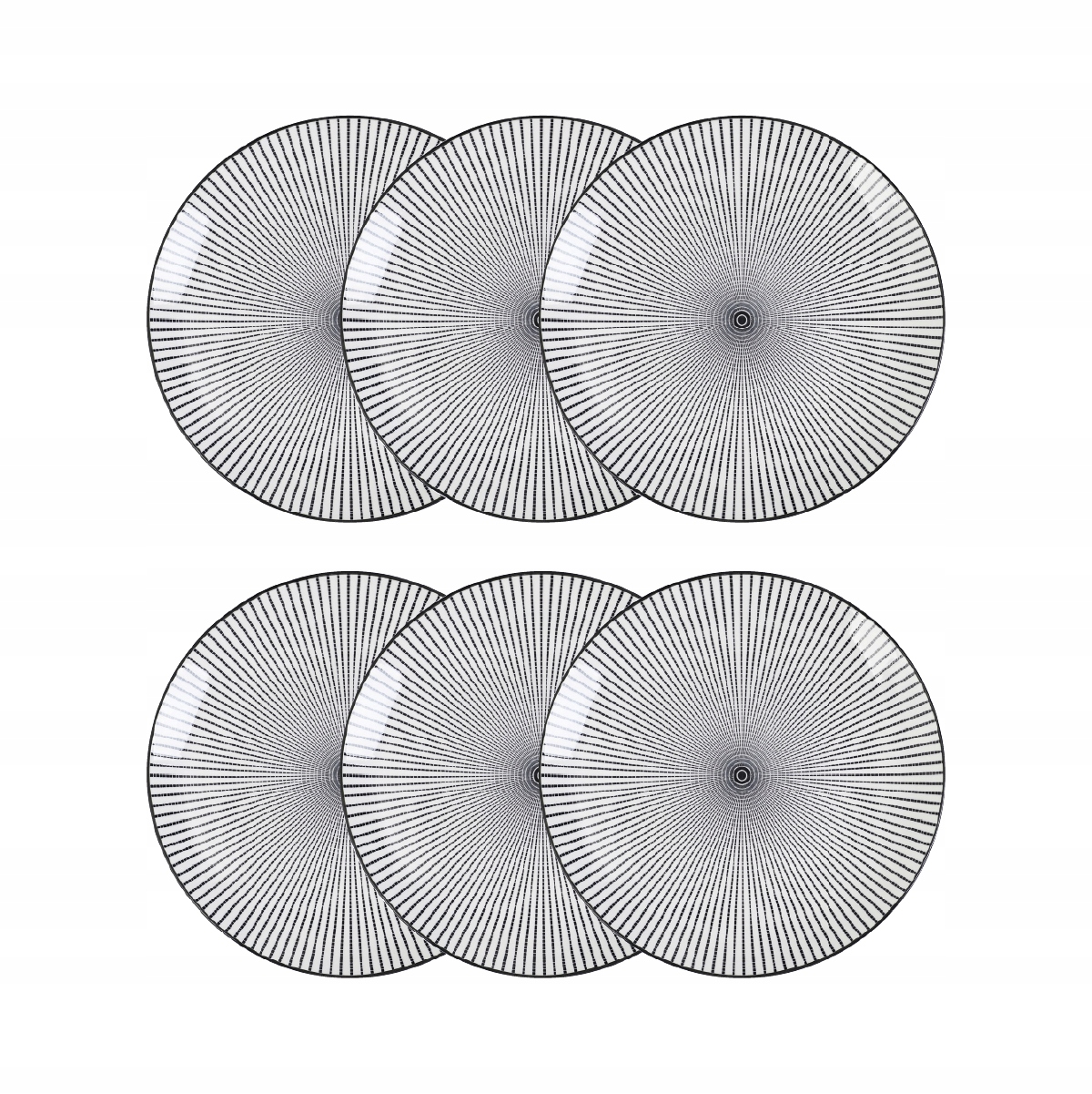 Sada 6 x Jídelní talíř Navia mělký černý 27 cm Homla