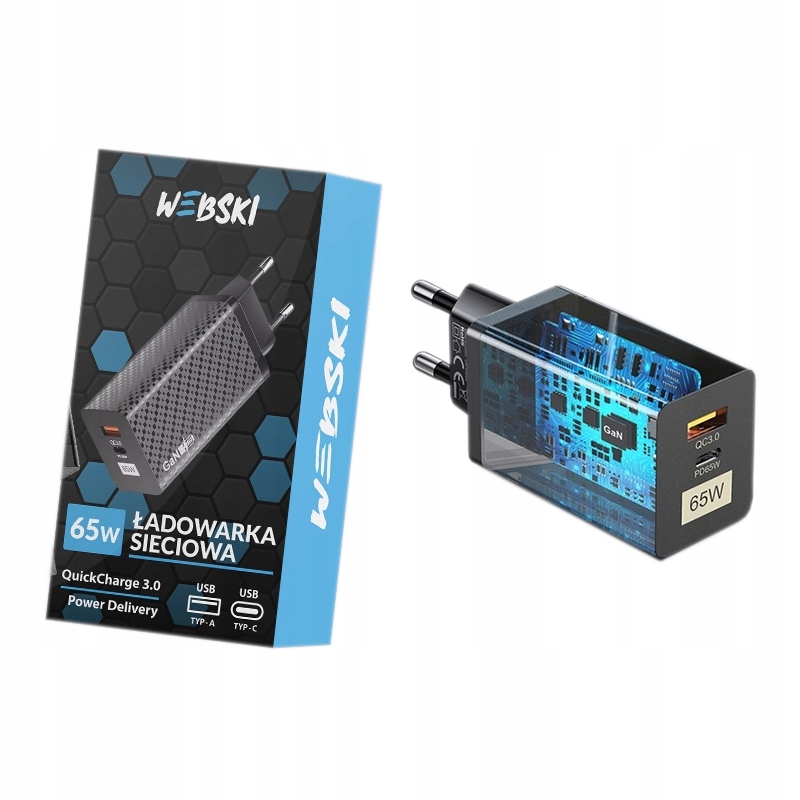 

Zasilacz Sieciowy 65W do Gniazdka z Usb i Typ C