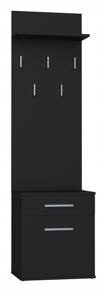 GARDEROBA SZAFKA NA BUTY DO PRZEDPOKOJU WIESZAK MEBLE CZERŃ MAT 50 cm