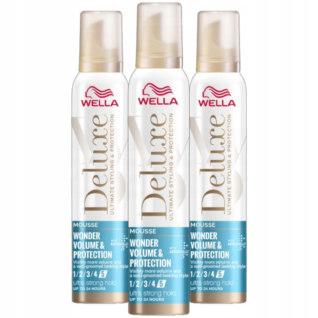 Wella Deluxe Pěna na vlasy Objem a ochrana Síla 5 200 Ml x3