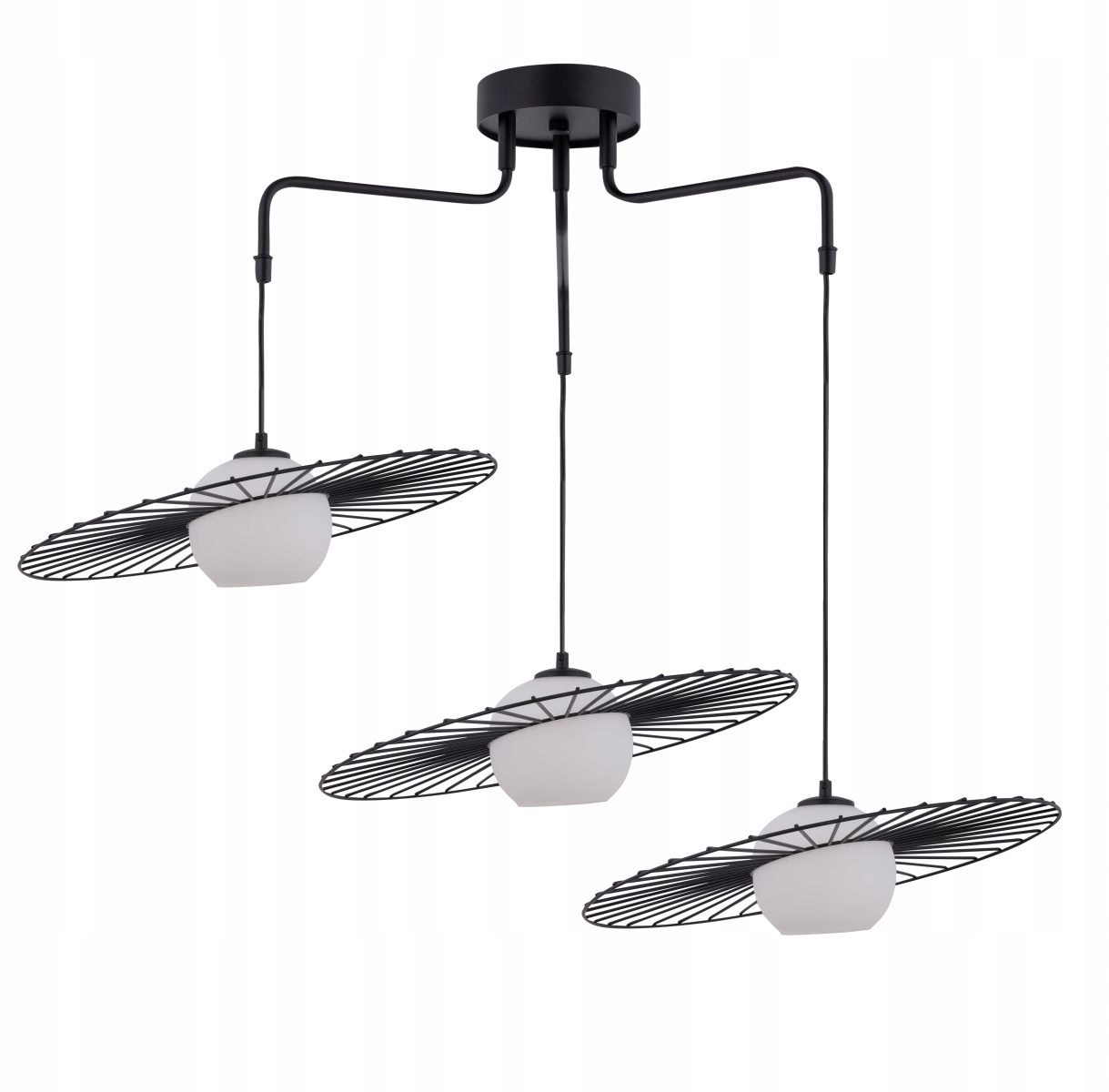 Závesná lampa Sigma Lighting Sol 3 čierna sklenená lampa biela 3xE27 94 cm