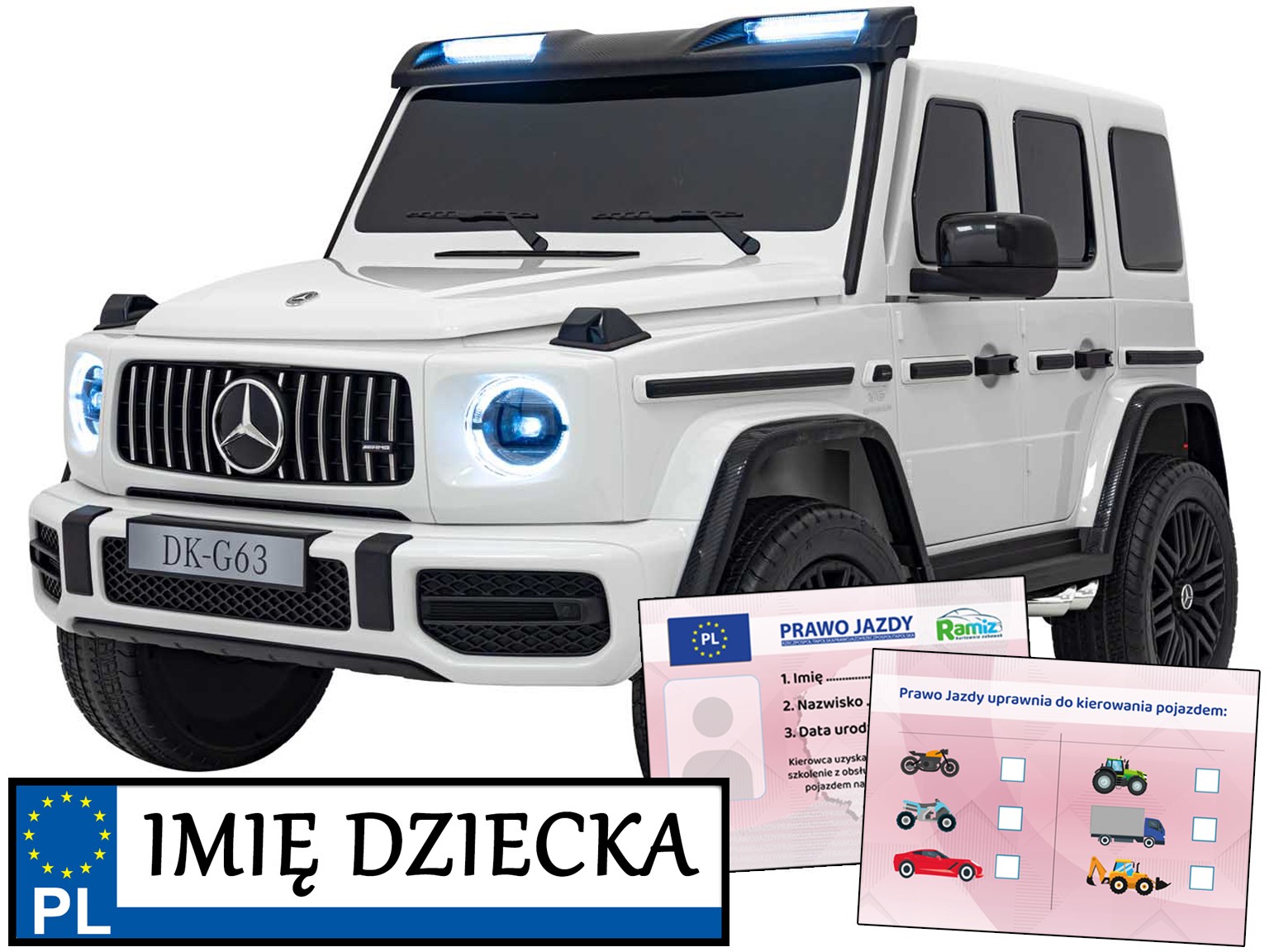 autko na akumulator Mercedes Benz G63 Amg wersja XXL dla 2 dzieci Pilot