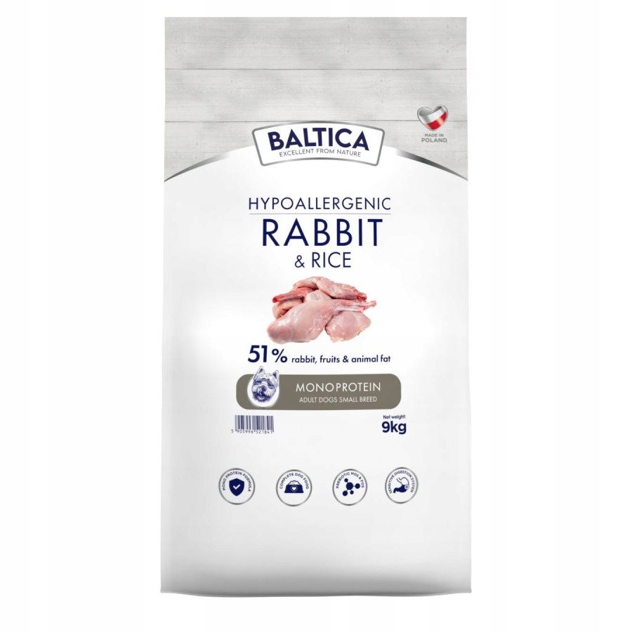 Levně Baltica Adult Králík s rýží Xs/s 9 kg Hypoalergenní suché Krmivo pro psy