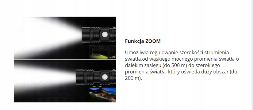 MOCNA LATARKA TAKTYCZNA LED CREE WODOODPORNA ZOOM Marka inna marka