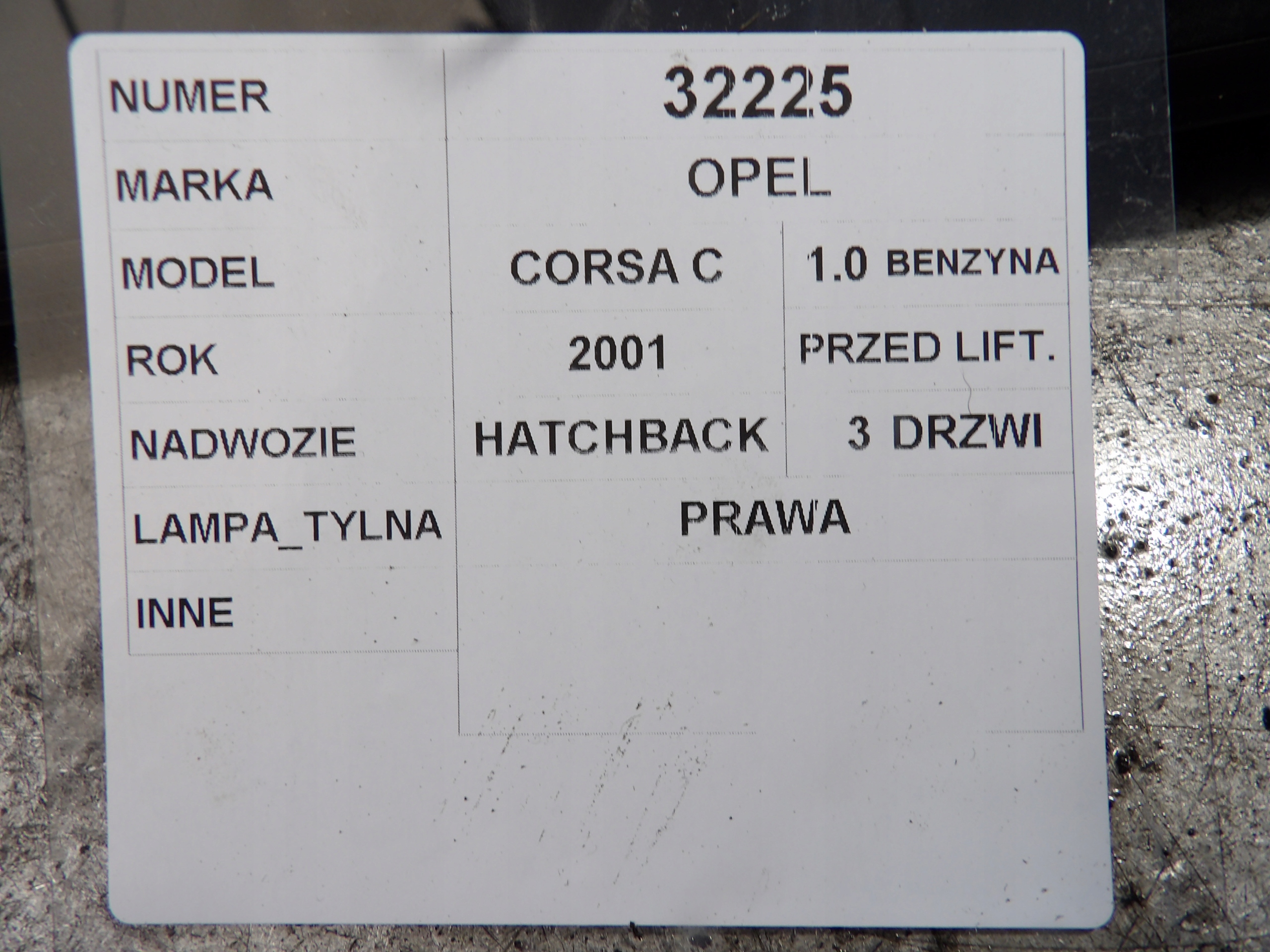 Opel Corsa C light rear right 09114337 89302181