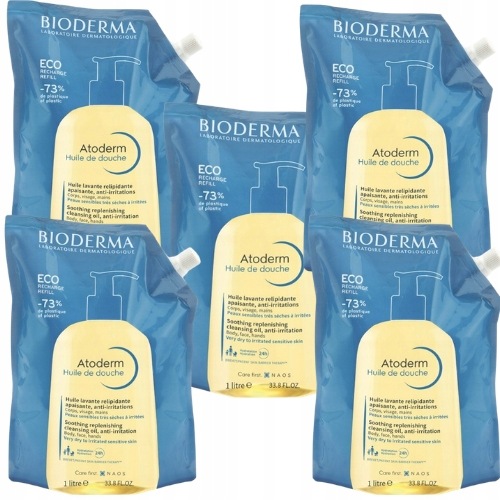 Bioderma Atoderm Olejek Pod Prysznic Zapas 5 x 1000 ml Skóra Sucha Atopowa