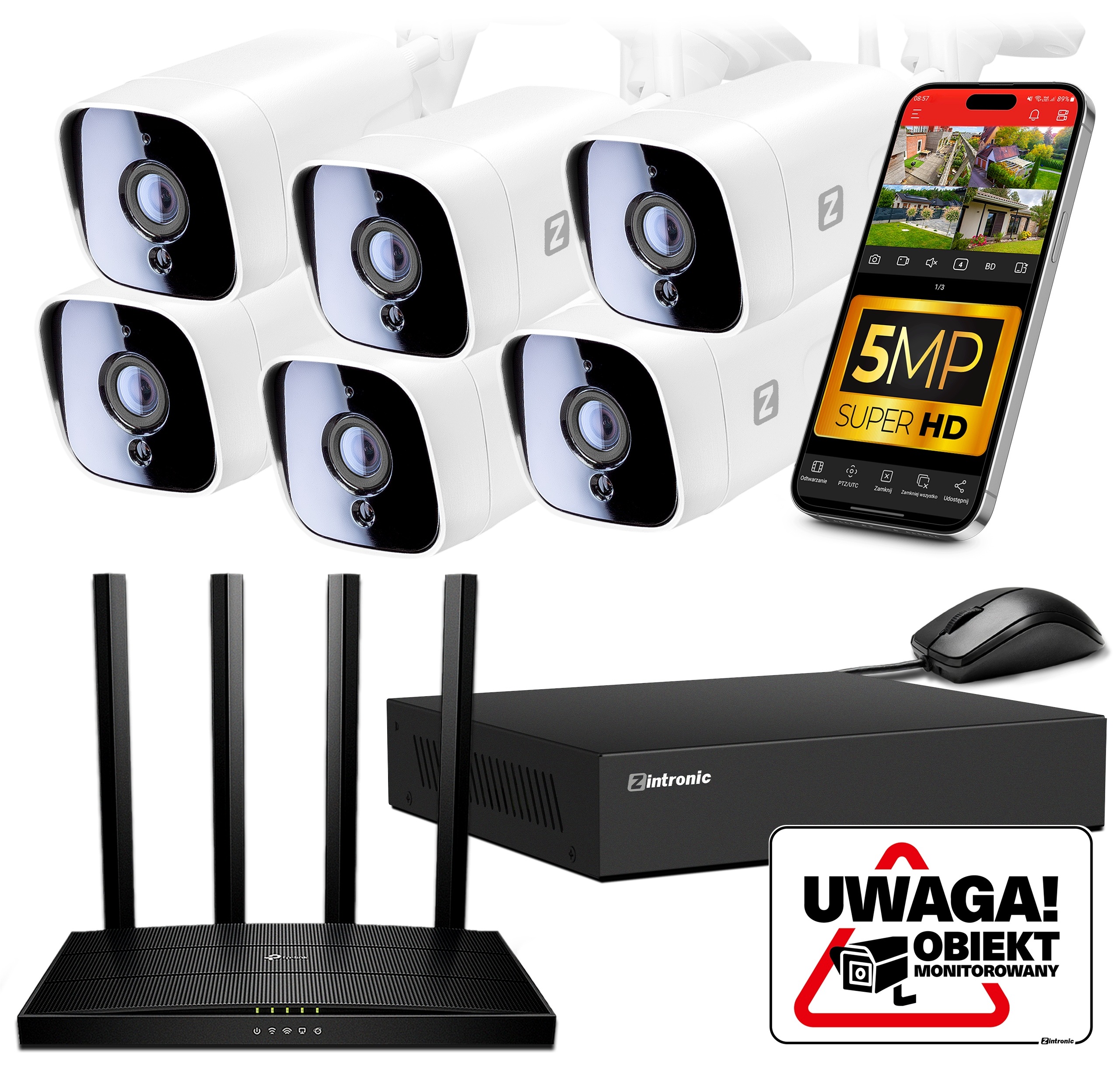 Sada pro Monitorování Ip úložiště WiFi 6 Kamer 5MPx Bez Audio Disku router