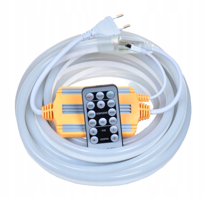Taśma Led Neon Ciepły Flex 230V Zestaw 5m Pilot