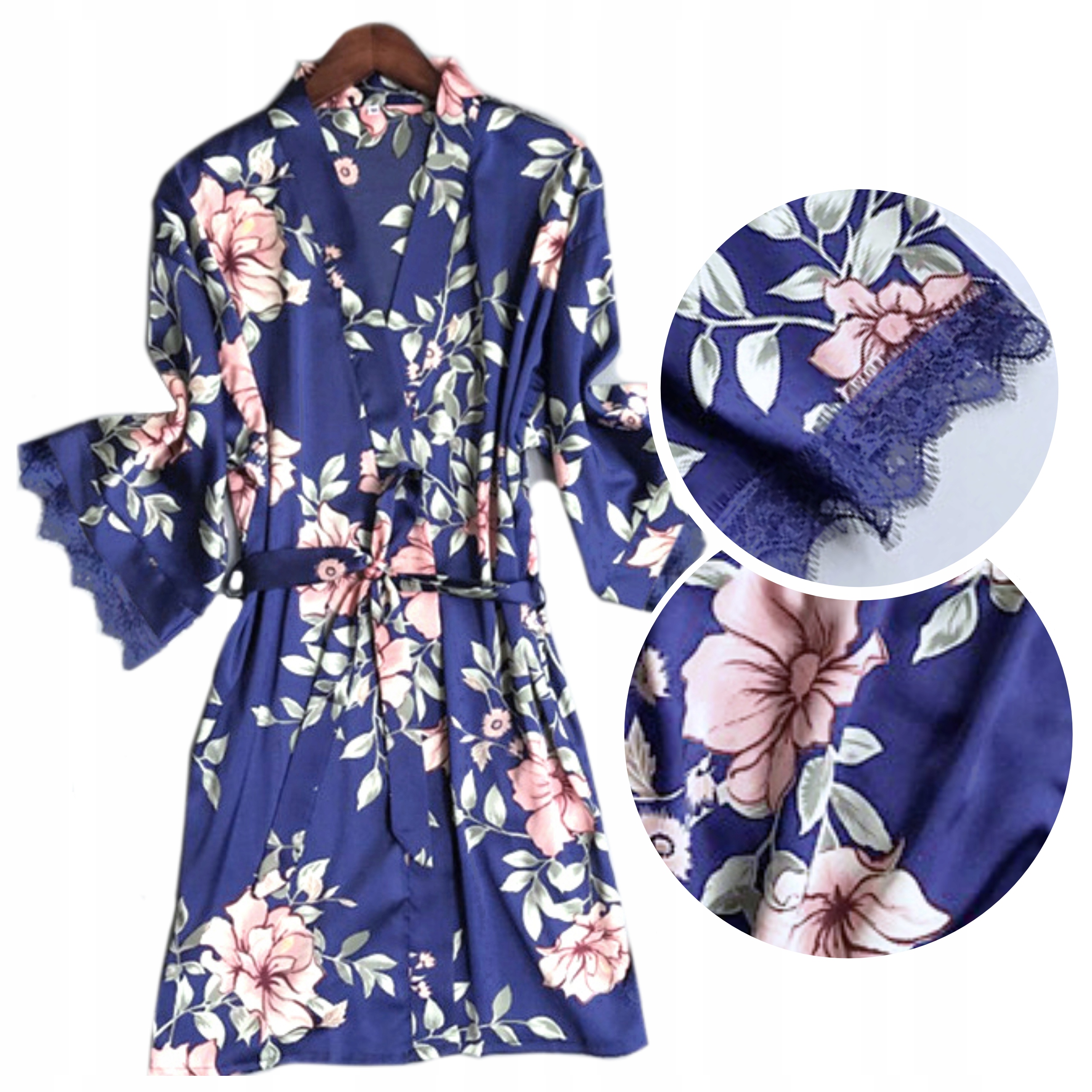 

Satynowy Szlafrok podomka wiązany nie prześwituje