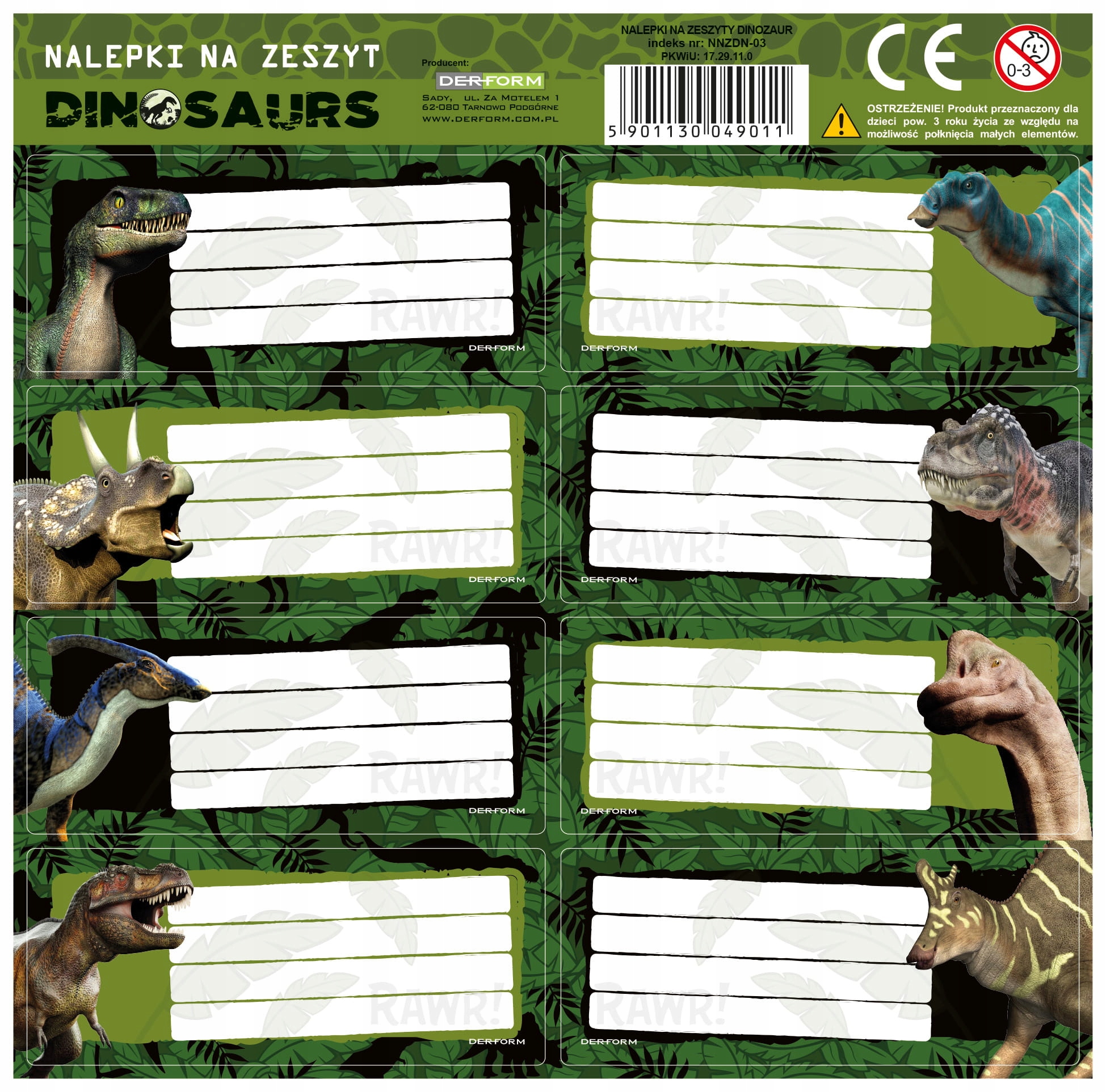 

Naklejki nalepki na zeszyt Dinozaury dla chłopaka1