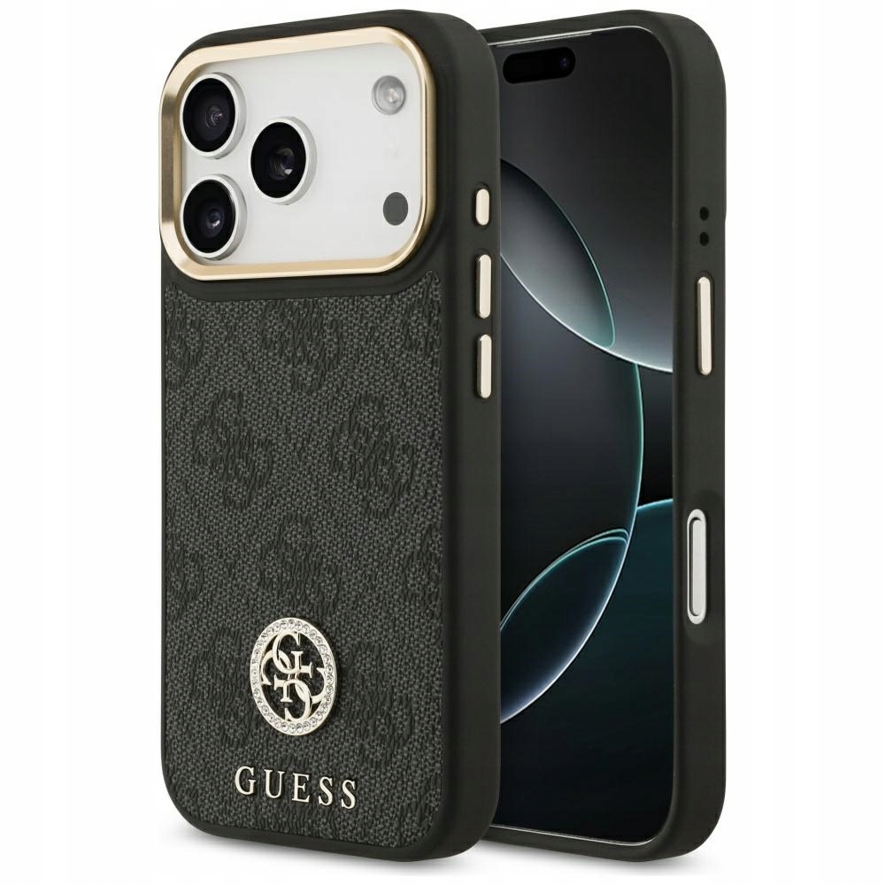 Etui Guess 4G Strass Logo MagSafe na iPhone 17 Pro czarne Guess