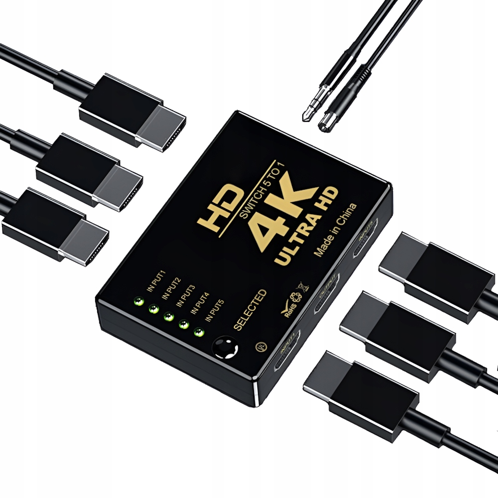 Przełącznik Switch HDMI 5x1 + pilot IR ROZGAŁĘŹNIK switcher obrazu