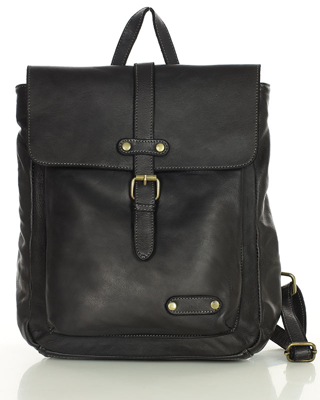 Plecak damski skórzany duży miejski z kieszeniami czarny Marco Mazzini