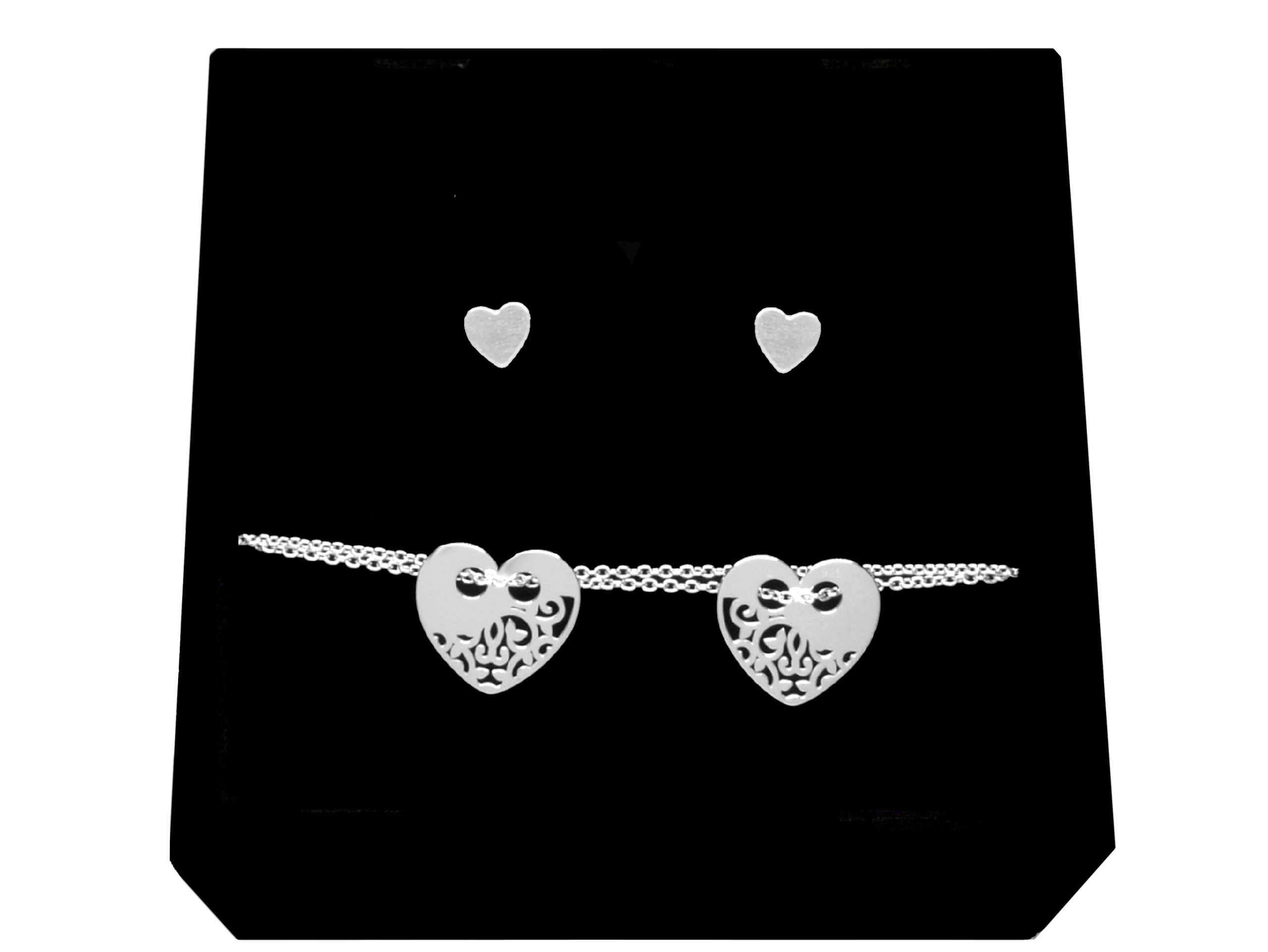 

Komplet Podwójna Celebrytka Serce srebro 925