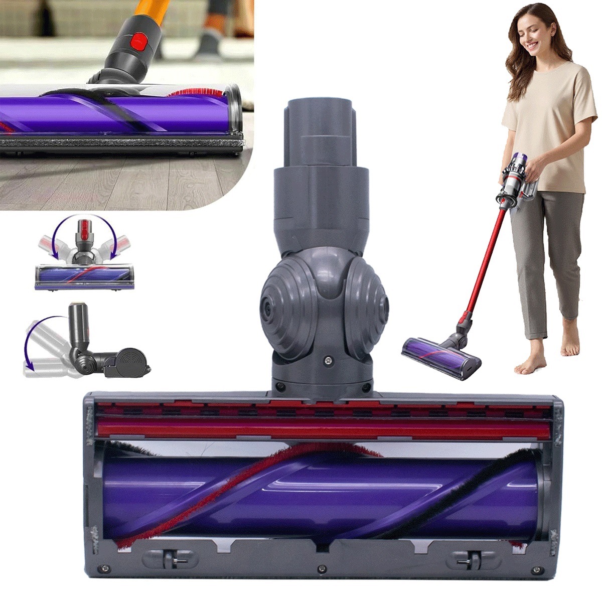 Univerzální kartáč na vysavač s rotací 180° pro dřevěné podlahy