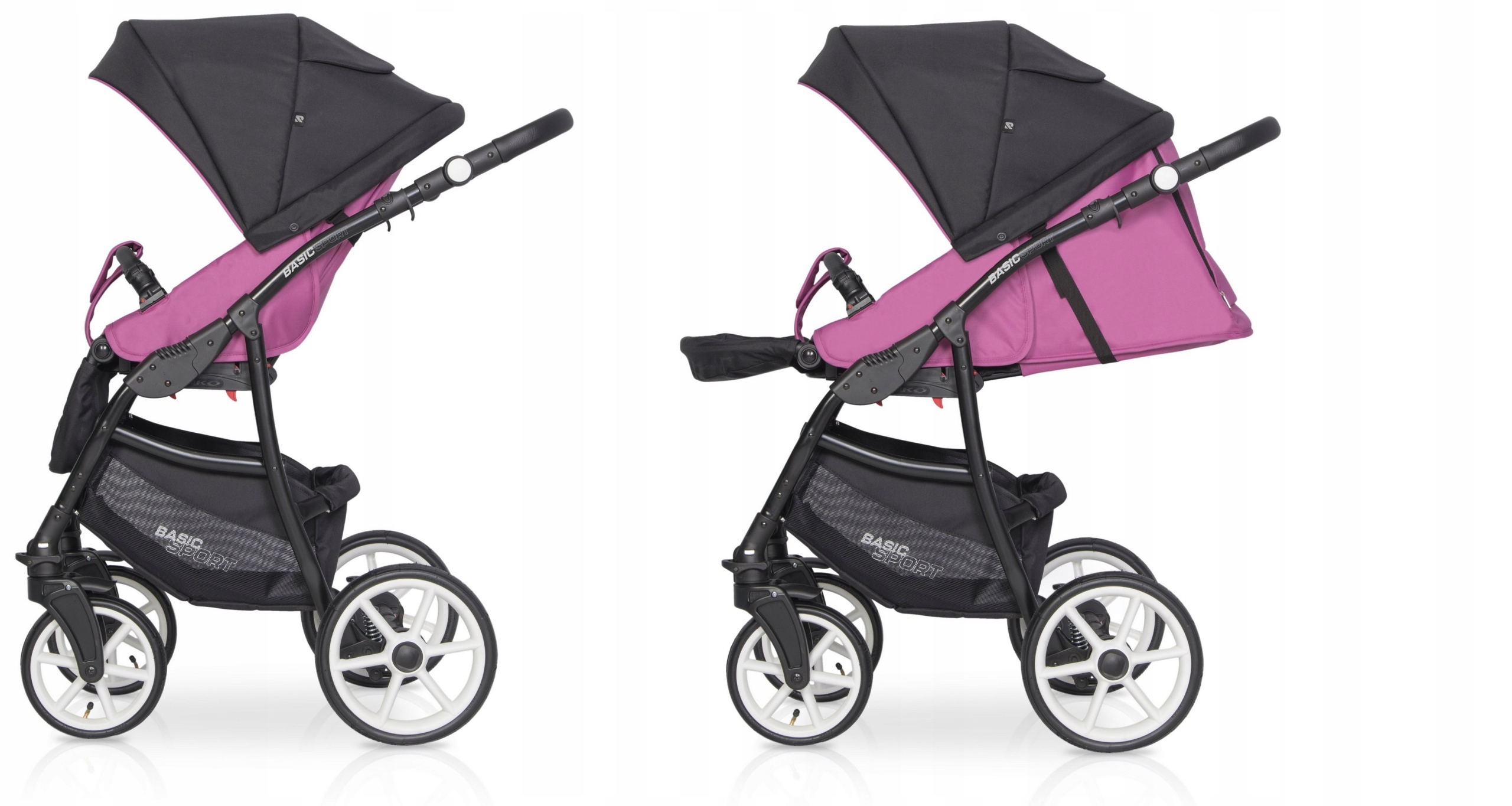 WÓZEK 2w1 GONDOLA SPACER Riko BASIC SPORT MAGENTA Stelaż Stalowy