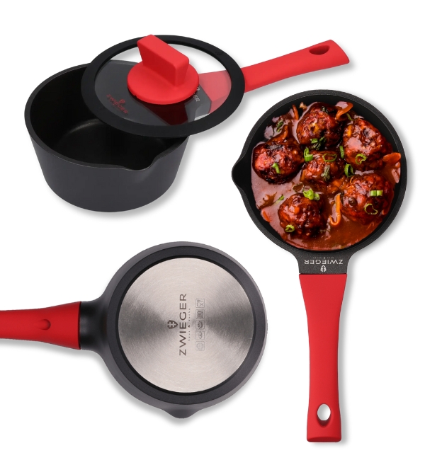 Zwieger Obsidian Rondel 16 CM Z Pokrywką Indukcja Powłoka Greblon