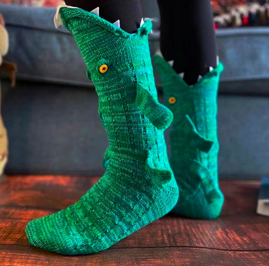 SKARPETKI KROKODYL ŚMIESZNE UNIWERSALNE ELASTYCZNE DO CHODZENIA BAWEŁNIANIE Kolor zielony