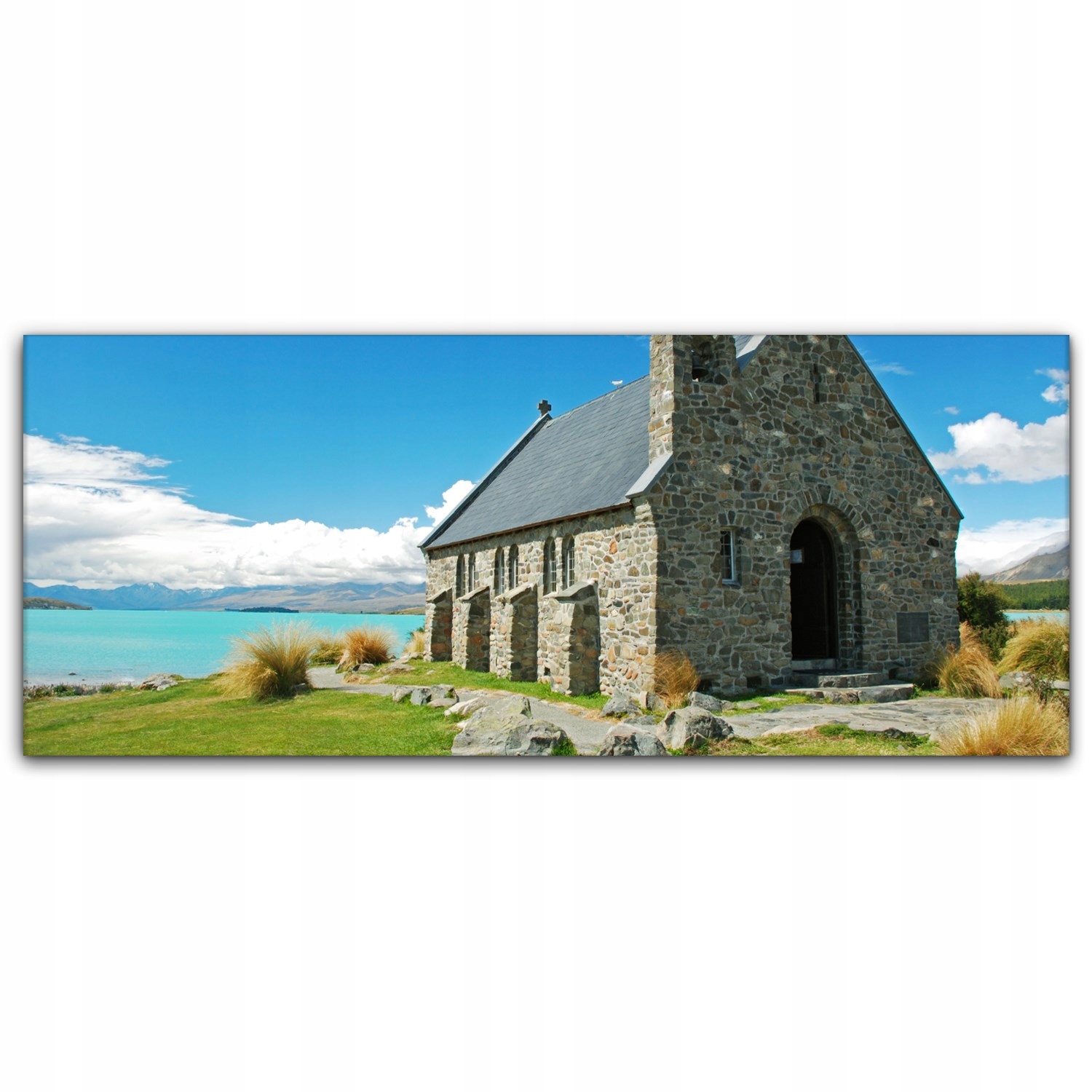 

Canvas na ramie na ścianę 125x50 Kościół Jezioro