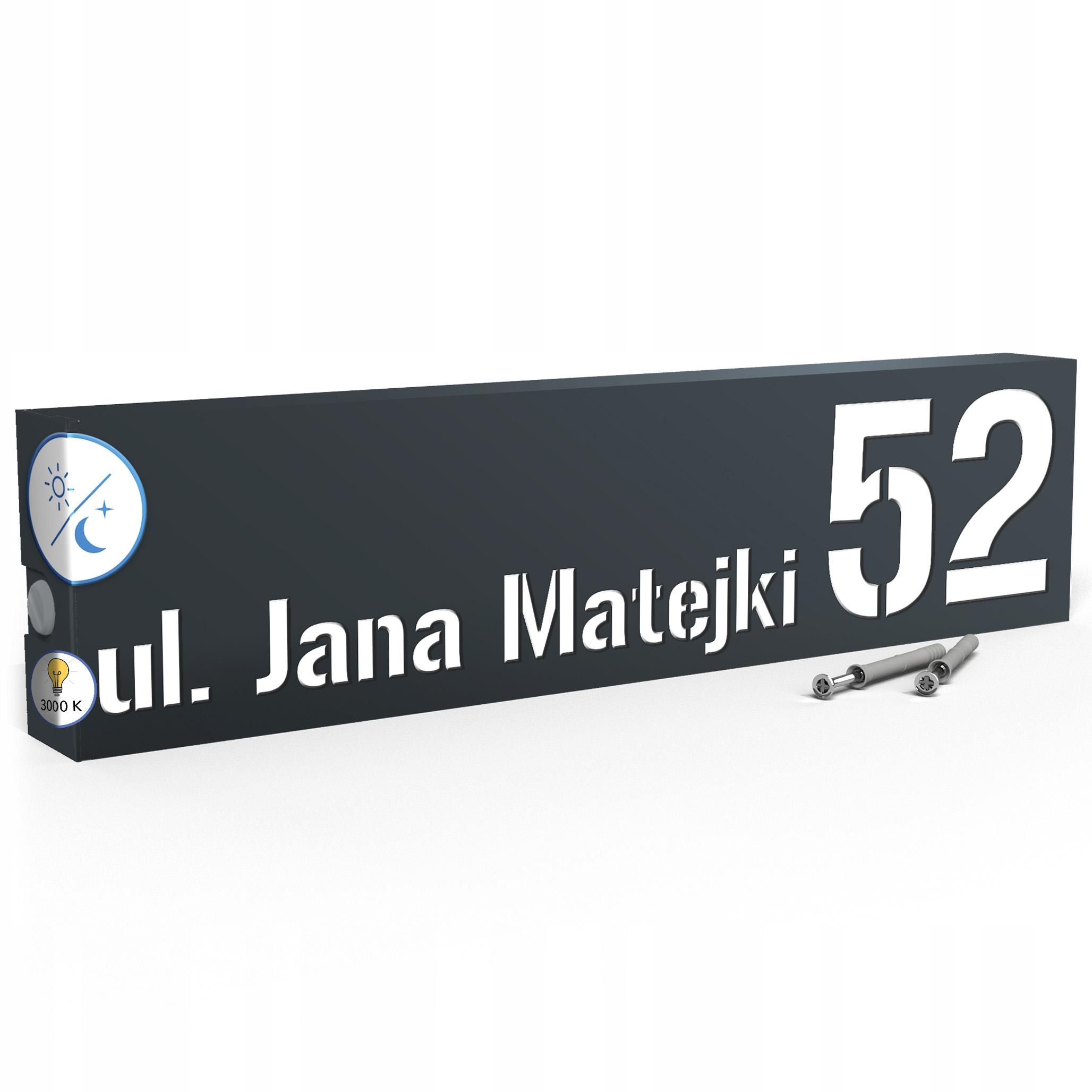 Led tabulka 3000k senzor 40x10 cm Teplá barva Číslo na dům Antracit