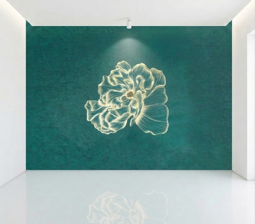 Tapeta Ścienna Mural Haftowany Tkanina Kwiat 3D Premium 330x290 3-Z