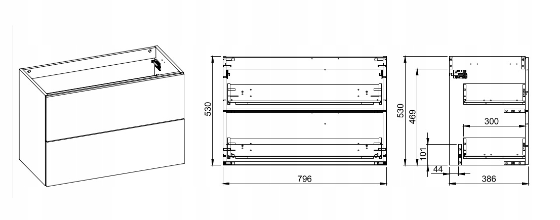 KOMPLET SZAFKA ŁAZIENKOWA Z BLATEM BIAŁY FRAME 80 CM ZESTAW Głębokość mebla 38.6 cm
