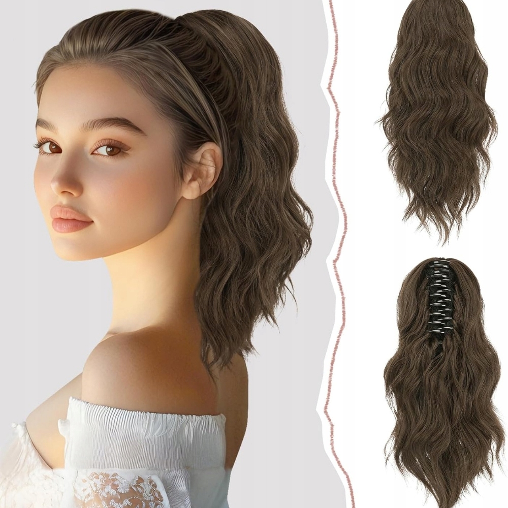 Sofeiyan 14" Krátké vlnité prodloužení poníka, světle hnědá, syntetické