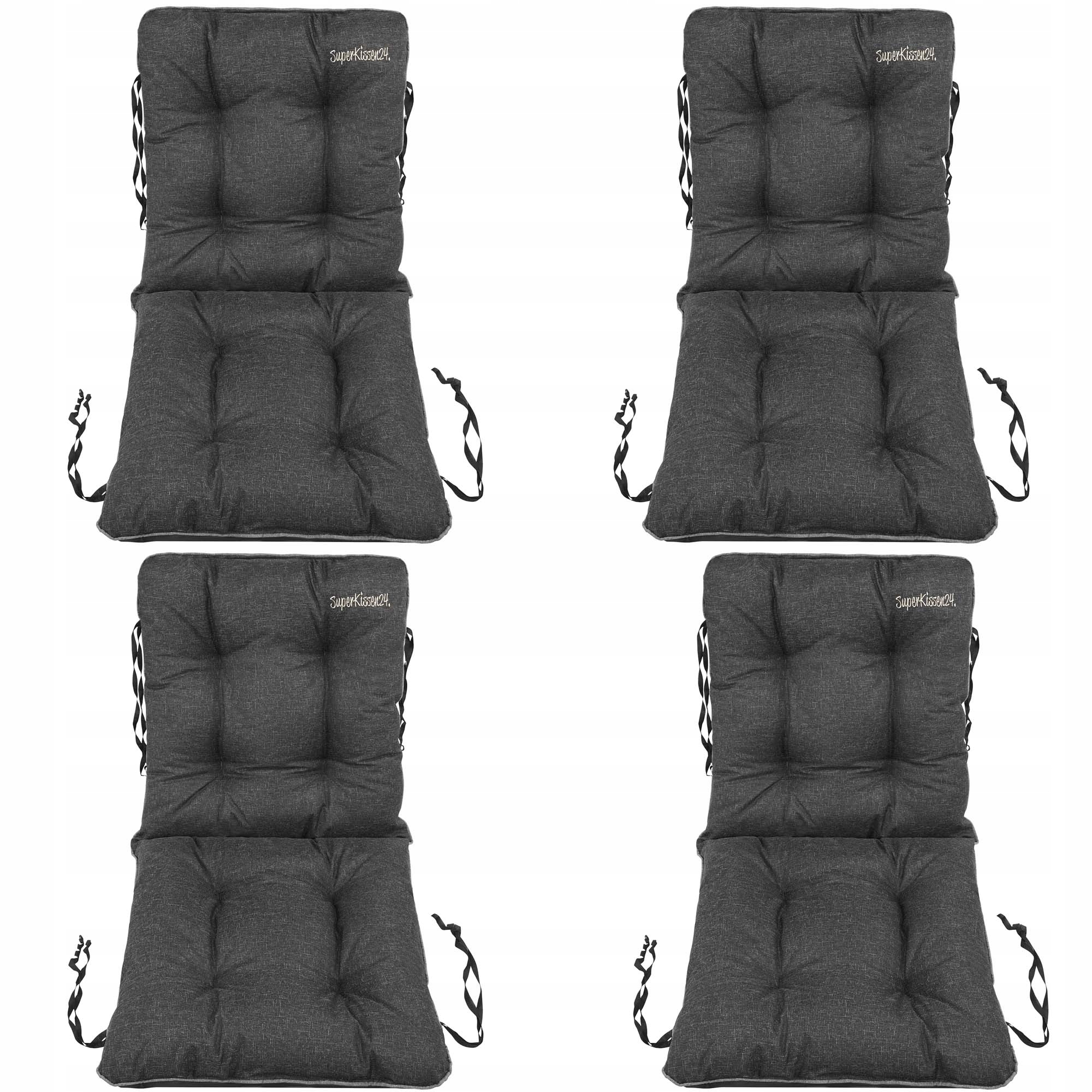 

Poduszka na krzesło 48x48x48 czarny len 4szt set