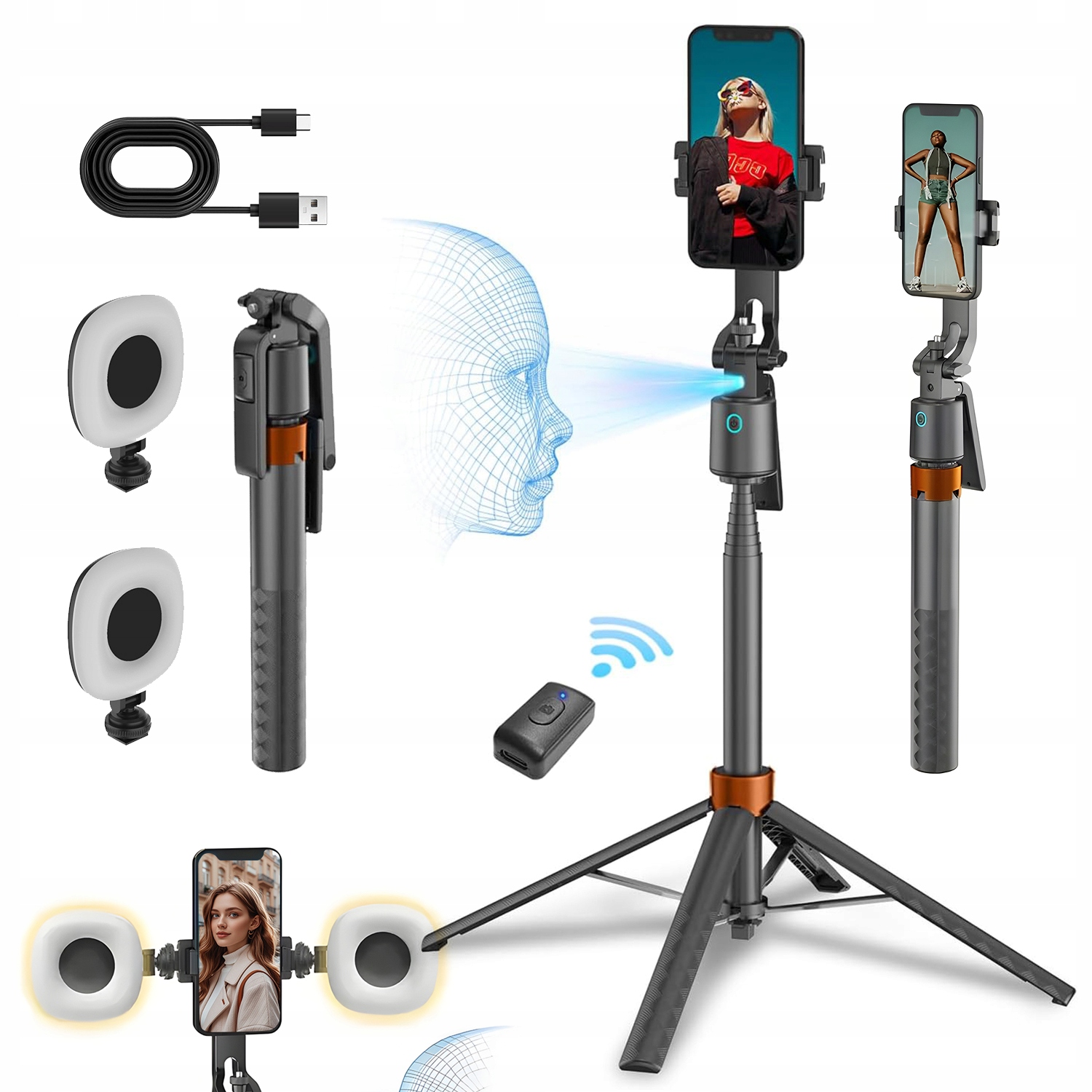 Selfie Tyč Stativ Na Telefon Bluetooth Vysoký Tripod Dlouhé Ucho