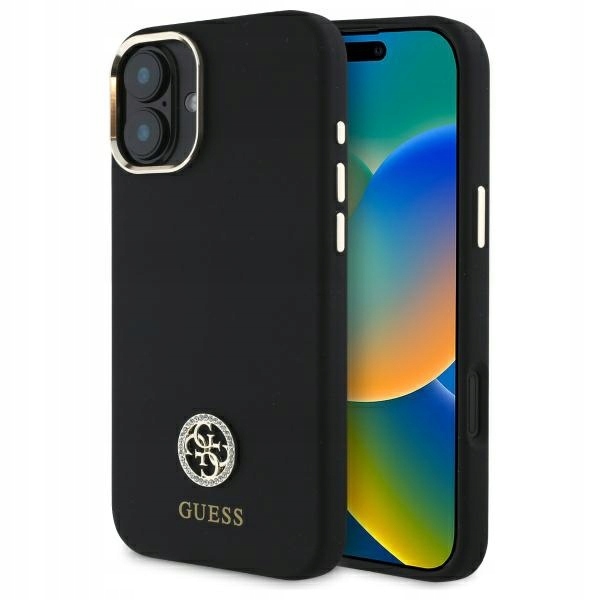 Pouzdro Guess GUHCP16SM4DGPK pro iPhone 16 6.1", černá/černá, hardcase Silico