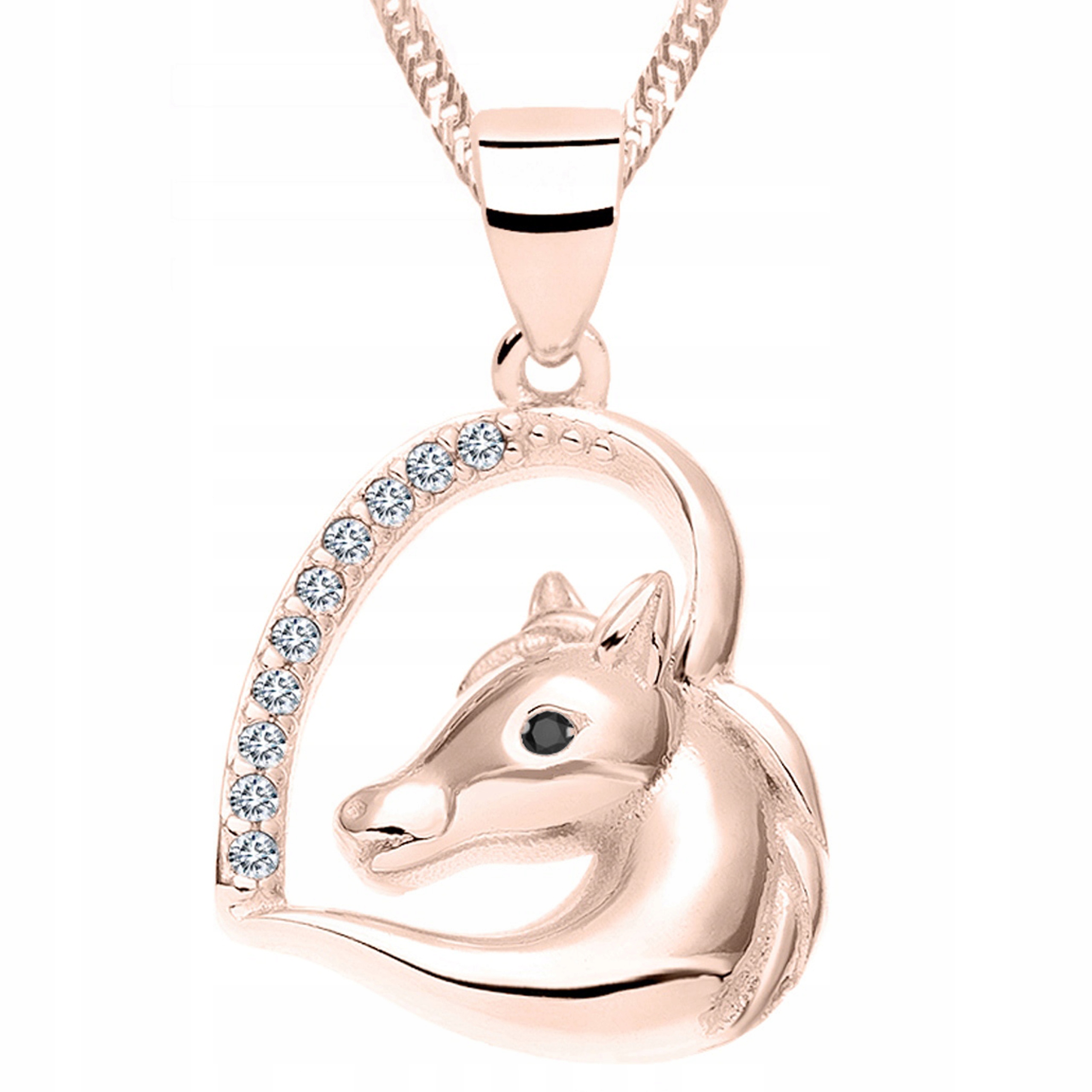 Náhrdelník Pozlacené srdce s koníkem Zvířecím koněm Srdcem Stříbro 925