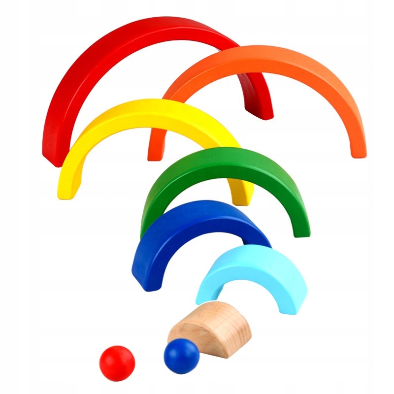 DREWNIANA TĘCZA UKŁADANKA SORTER KLOCKI MONTESSORI Marka Wooden Toys