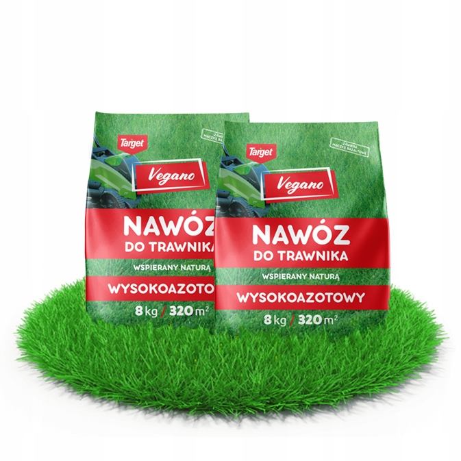 Wysokoazotowy nawóz do trawnika Vegano szybki efekt azot 2x8 kg Target 16kg