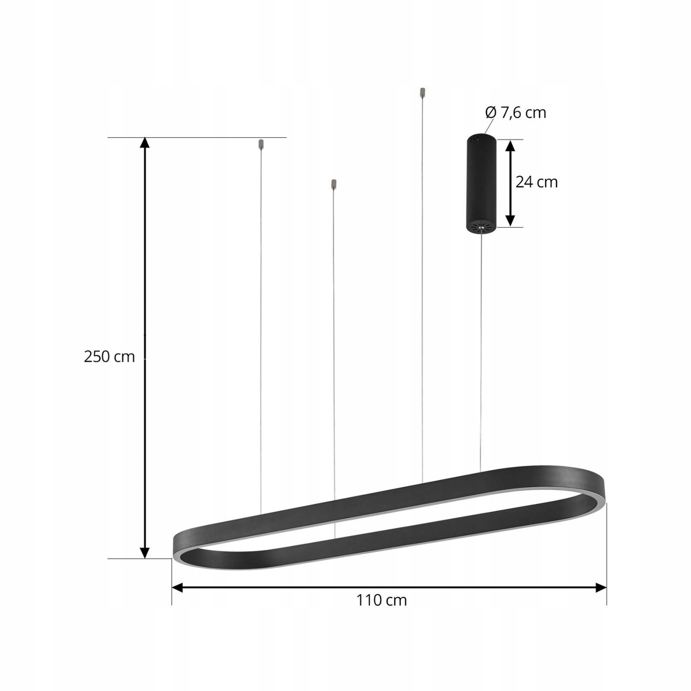 Lucande Smart-LED żyrandol Melinay, czarny, Cct, Tuya