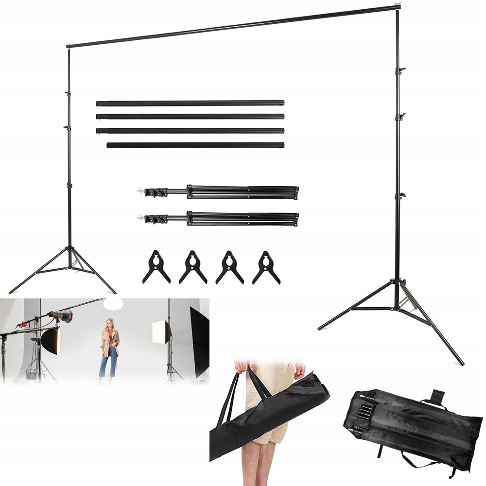 Stativ Pro Fotografické Pozadí Do Studia 200x300CM Set Příčka