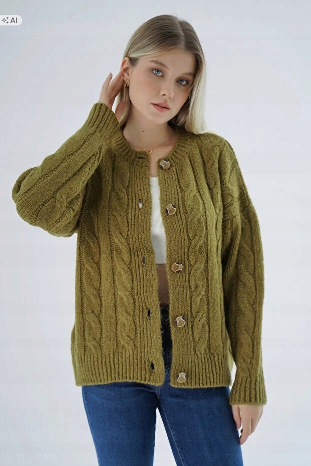 Měkký Pletený Dámský Svetr V Boho Stylu S Knoflíky, Velikost L/XL 5IA