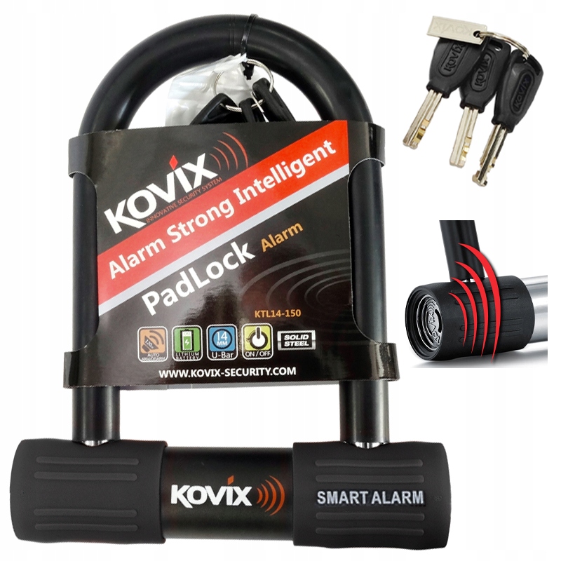 Zapínanie Zámku U-lock KTL14-150 S Alarmom 120 dB Oceľová Vodotesná