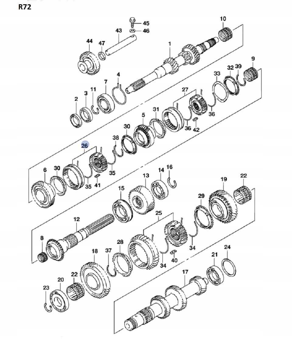 Koło zębate 4 biegu Jimny skrzynia R72 Producent części Suzuki OE