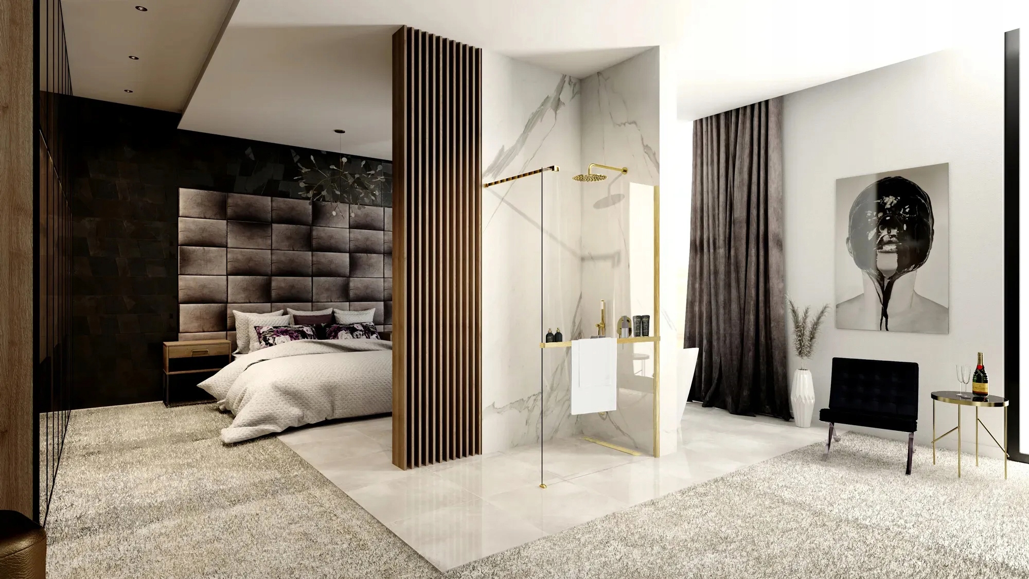 Ścianka prysznicowa AERO 120 złota mat z półką wieszak Rea Stan opakowania oryginalne