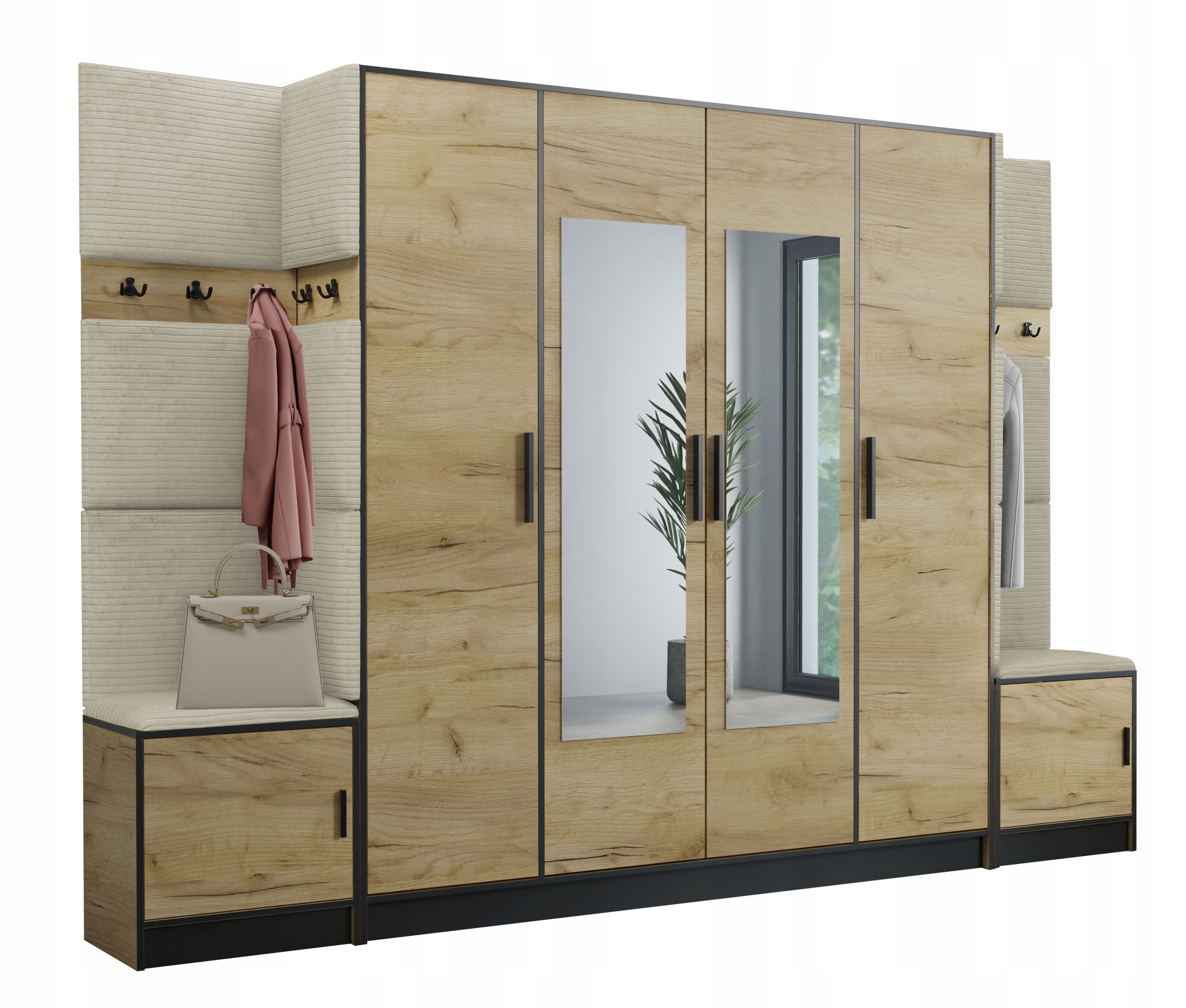 Šatní skříň Dior 17 s čalouněným panelem na sedadle