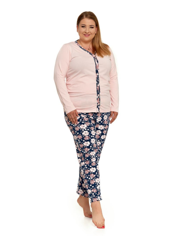 Moraj PDD6400-001 Dámské bavlněné rozepínací pyžamo Růžová 3XL