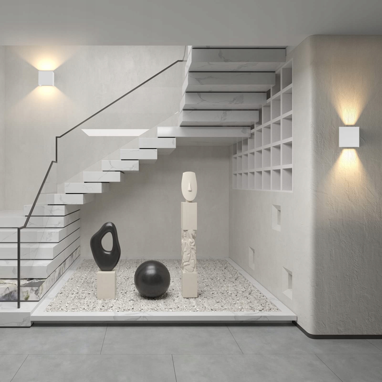 K-BRIGHT 12W LED Lampa Ścienna Regulowany Strumień Światła IP65 Biała — miniatura 7