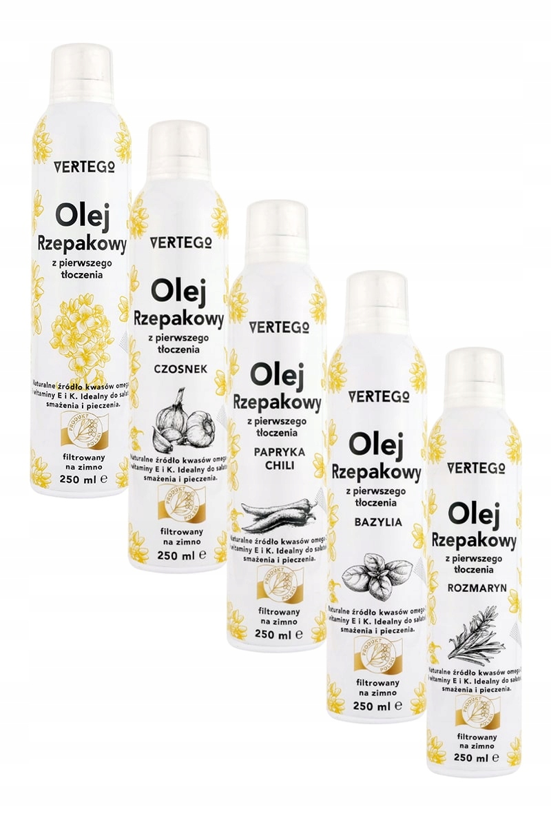 Olej Rzepakowy 4 Oleje Smakowe w sprayu z pierwszego tłoczenia Vertego