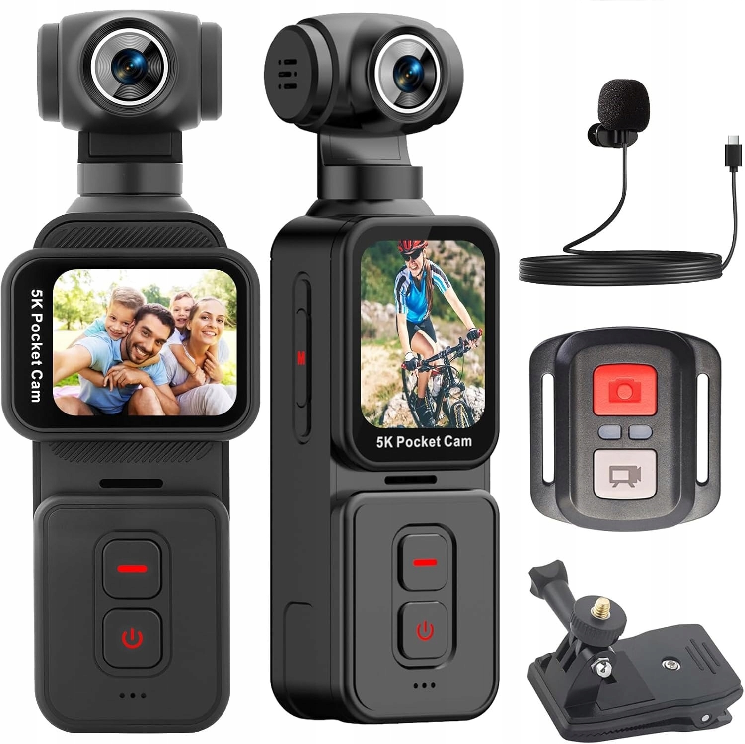 Kamera sportowa kieszonkowa Pocket Cam 5K Obrotowa Duży Zestaw Akcesoriów